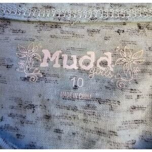 MUDD Girls Mint And Grey Shark-Bite Tee Shirt Top Size M 10 Stretch Super Cute
